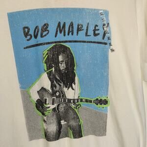 New Bob Marley Oversized T Shirt White Short Sleeve Crew Neck Concert Band XL